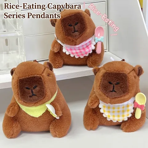 Soft Capybara Plush Keychain Stuffed Animal Water Pig Doll Bag Pendant Car Ornament Cute Cartoon Toy Accessory For Kids Gift