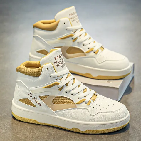 Scarpe da Skate Alte da Uomo Blocchi di Colore Suola Spessa Aumento Altezza Sneakers Sportive Casual Moda Calzature da Skateboard Versatili