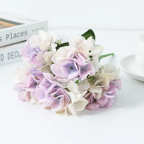 Ramo de Hortensias Artificiales Tela de Seda Estilo Europeo Pintura al Óleo Boda Fiesta Decoración Floral