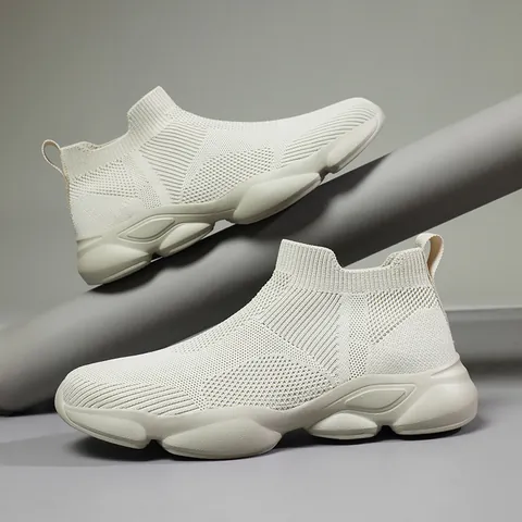 Heren Grote Maat 46-48 Flyknit Mesh Sneakers Ademend Instap Casual Sport Daddy Schoenen Comfortabel Lichtgewicht Outdoor Schoenen