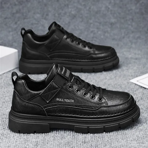 Men's Waterproof Leather Work Shoes Anti-Slip Oil-Resistant Chef Shoes Low Top Martin Style Casual Footwear Outdoor For Men