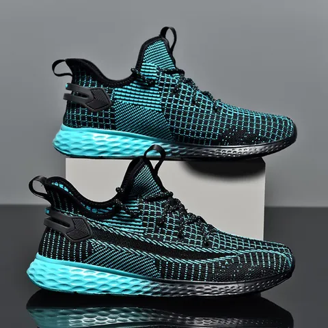 Sneakers da Uomo Traspiranti in Mesh Fly Knit Stile Cocco Scarpe Chunky Trend Casual Antiscivolo Leggere Calzature Sportive per Primavera Estate