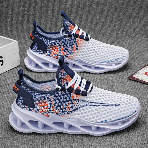 Zapatos de Baloncesto de Malla Transpirable para Hombre Suela Gruesa Calada Absorción de Impactos Zapatillas Deportivas Moda
