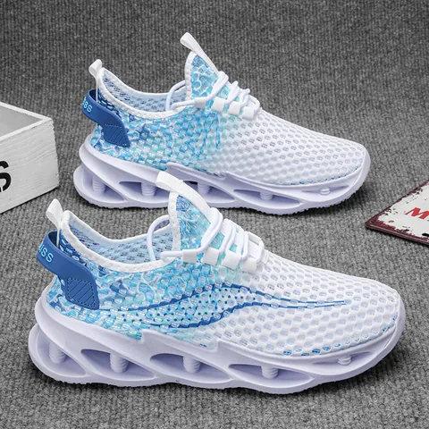 Zapatos de Baloncesto de Malla Transpirable para Hombre Suela Gruesa Calada Absorción de Impactos Zapatillas Deportivas Moda
