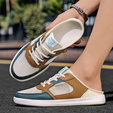 Pantofole da Uomo Casual Traspiranti in Rete a Punta Chiusa Muli Slip-On Spiaggia Estiva Antiscivolo Leggere Scarpe da Camminata All'aperto