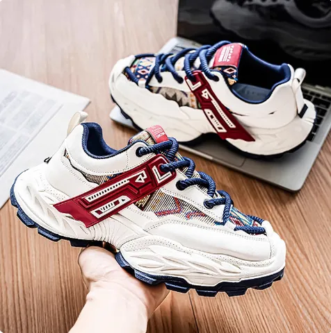 Ανδρικά Μοντέρνα Παπούτσια Daddy Ρετρό Chunky Sneakers Πλατφόρμα Αύξηση Ύψους Αντιολισθητικά Casual Αθλητικά Παπούτσια Με Γεωμετρικό Μοτίβο
