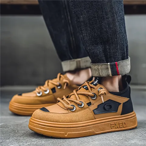 Zapatillas Casuales de Gamuza y Malla para Hombre Estilo de Trabajo HK Color Block Zapatos de Skate Transpirables de Corte Bajo