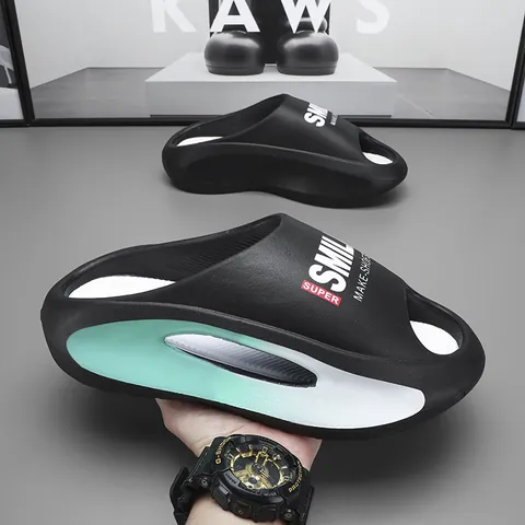 Lässige EVA Slides mit dicker Sohle Mode Bedruckt Weich Rutschfest Sommer Strand Sandalen Herren Damen Sport Slipper Alltag