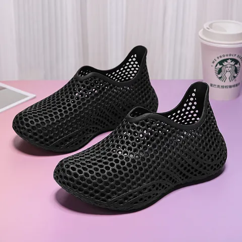 Zapatos de Lujo de Verano para Hombre con Diseño 3D Calado Sandalias Casuales Transpirables Zuecos de Playa de PU y Caucho