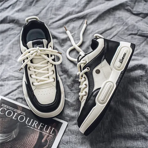 Scarpe da Skate in Tela con Zeppa da Uomo Sneakers Traspiranti con Suola Spessa Stile Urbano Vintage Scarpe Casual per Uso Quotidiano