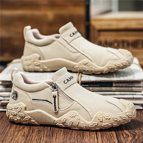 Zapatos Sin Cordones Casual para Hombre Malla Transpirable Lona Mocasines Diseñador Lujo Cómodos Antideslizantes Suela de Caucho Calzado de Moda