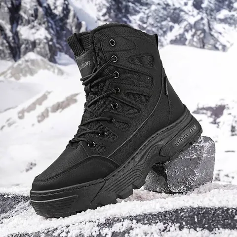 Men High Top Industrial Work Boots Thick Sole Outdoor Hiking Combat Boots Waterproof Breathable Non-Slip Casual Men Shoes