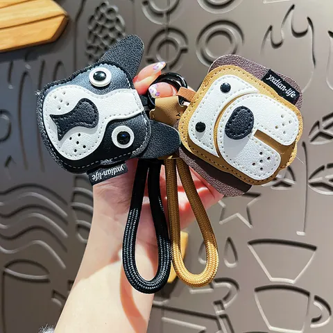 Creative Leather Puppy Keychain Cute Cartoon French Bulldog Bag Charm Accessory Handmade Dog Pendant Key Ring Gift For Women Men