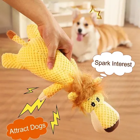 Yellow Plush Animal Squeaky Dog Toy Corn Velvet Bite Resistant Interactive Teeth Cleaning Chew Toy For Small Medium Dogs