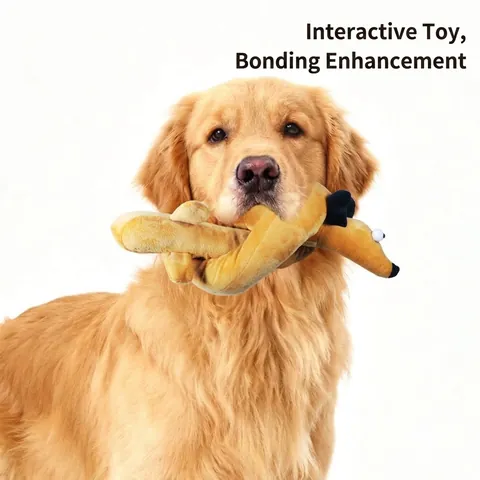 Long Dachshund Plush Dog Toy Built-in Squeaker Flexible Bendable Squeaky Pet Toy For Interactive Play Teeth Grinding Soft Stuffed Animal Puppy Toy