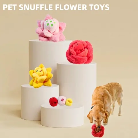 Interactive Pet Snuffle Toy Plush Flower Food Hiding Squeaky Toy For Dog Boredom Relief Training Interactive Puzzle Toy