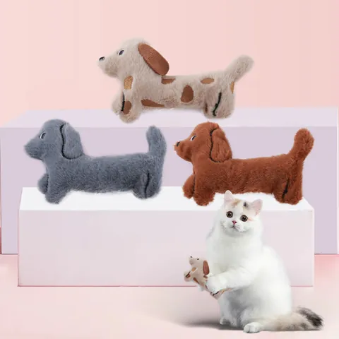 Dachshund Dog Plush Cat Toy With Catnip And Crinkle Paper Soft Interactive Kitten Chew Toy For Indoor Pounce And Play Puppy Design