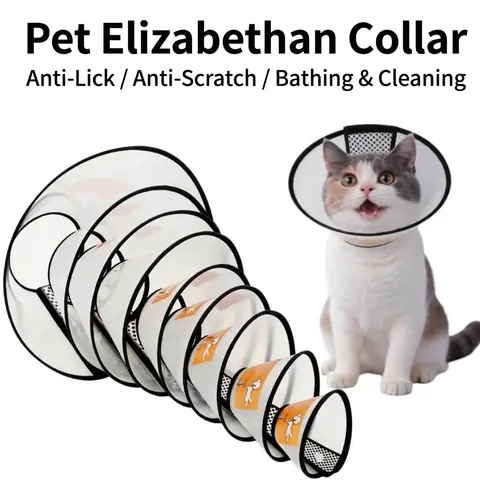 Adjustable Plastic Pet Elizabeth Collar Recovery Cone For Dogs Cats Anti Licking Biting Post Surgery Protective Neck Shield