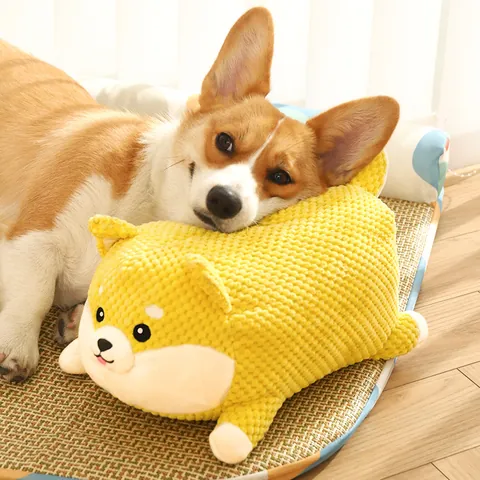 Ronde Cartoon Corgi Varken Piepend Hondenspeelgoed Duurzaam Polyester Fleece Kauwspeelgoed Voor Gebitsreiniging Huisdieren