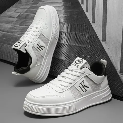 Men Retro Skate Shoes PU Mesh Breathable Low-Top Casual Sneakers For Student Daily Wear Hong Kong Style Workwear Shoes