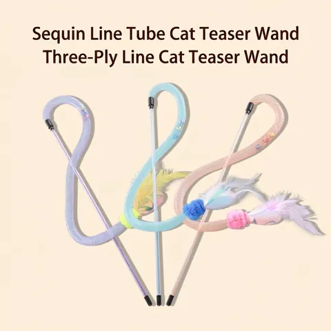 Bacchetta Interattiva per Gatti Con Tubo in Rete Elastica Piume Colorate e Campanellino per Gioco Al Coperto Sollievo dalla Noia Giocattolo per Animali
