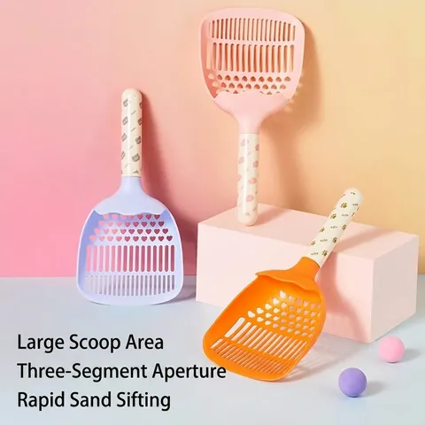 Large Cat Litter Scoop PP Plastic Durable Pet Shovel Macaron Colors With Heart Shape Filter Holes And Ergonomic Handle