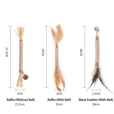Giocattolo da Masticare per Gatti in Matatabi Naturale Con Corda di Canapa e Piume per la Pulizia dei Denti