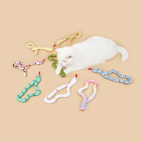 Simulation Plüsch Katze Schlange Spielzeug mit Katzenminze Weiches Interaktives Kauspielzeug für Katzen Zähne Putzen Langeweile Linderung