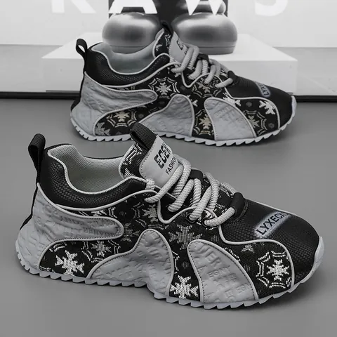 Heren Outdoor Casual Schoenen Ademende Patchwork Sneakers Koreaanse Stijl Dikke Zool Antislip Sportieve Wandelschoenen