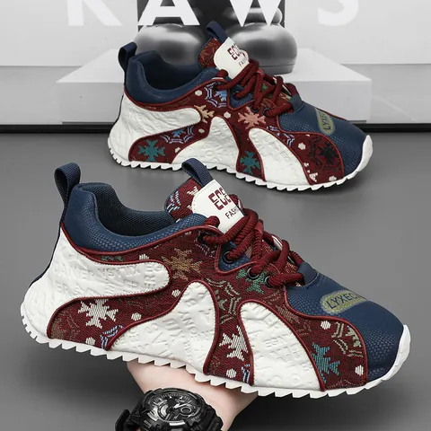 Heren Outdoor Casual Schoenen Ademende Patchwork Sneakers Koreaanse Stijl Dikke Zool Antislip Sportieve Wandelschoenen