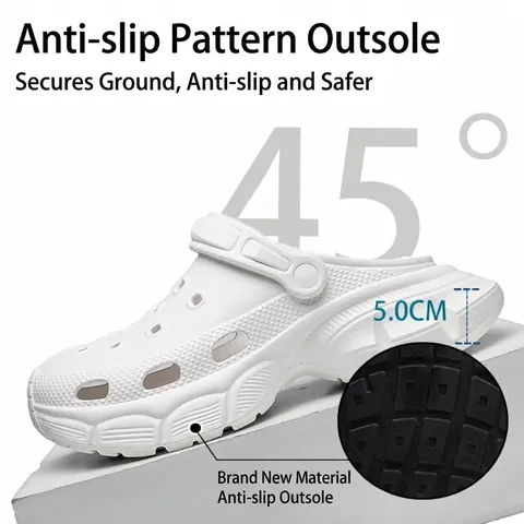 Unisex Summer Platform Hole Shoes Thick Sole Breathable Beach Sandals Fashion Outdoor Garden Clogs Two-Way Wear EVA Slides