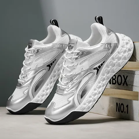Men's Retro Old Dad Shoes Breathable Mesh Thick Sole Casual Sneakers Outdoor Sports Running Shoes With Brushed Finish Retro Trendy Streetwear Footwear