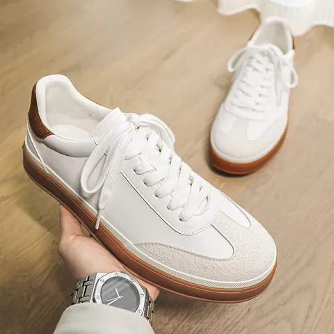 Men's Suede Casual Board Shoes Vintage Leather German Trainer Style Sneakers Breathable Fashion Walking Shoes With Gum Sole