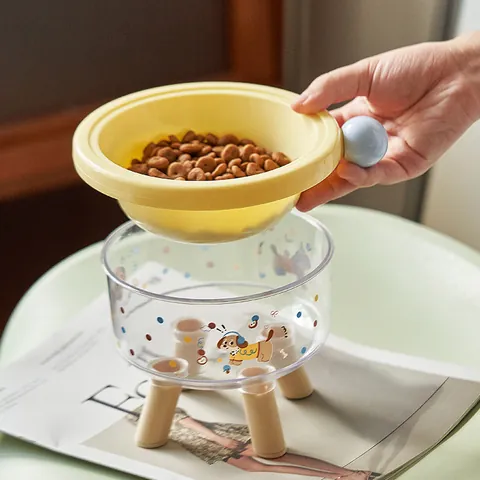 Elevated Pet Bowl Stainless Steel Inner Cat Dog Feeder Tilted Stand Neck Protection Detachable Food Water Feeding Dish For Small Pets