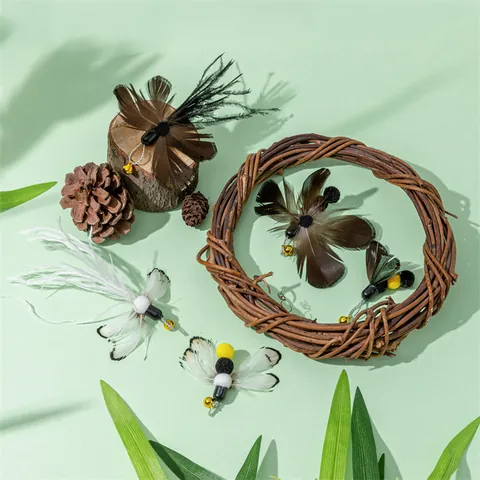 Simulation Feather Insect Cat Teaser Wand Replacement Heads Set With Metal Bell For Indoor Cats Exercise Interactive Playing Toys