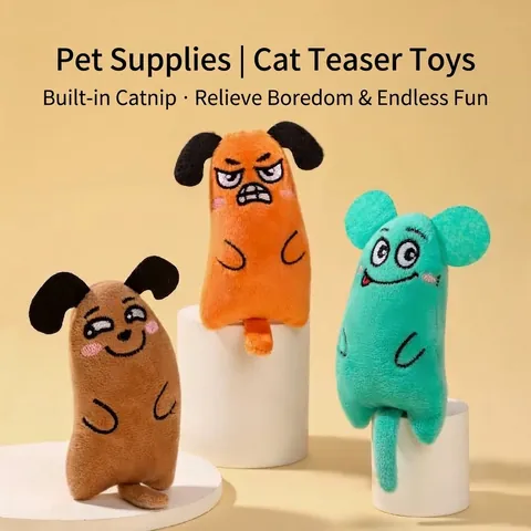 Funny Emoji Catnip Plush Toy For Cats Interactive Teething Biting Soft Stuffed Animal Toy For Boredom Relief Kitten Pet Supplies