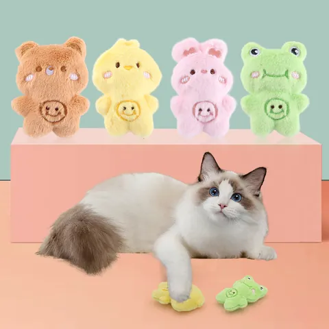 Cartoon Dier Pluche Kattenkruid Speelgoed Voor Katten Zacht Interactief Kittens Kauwspeelgoed Met Borduurwerk Voor Huisdieren