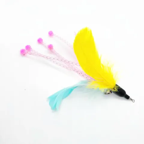 Testa di Ricambio per Giocattoli per Gatti in Piuma d'Oca Naturale Colorata Con Campanello Tubo a Rete Accessorio Interattivo