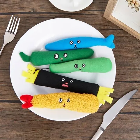 Interactive Japanese Cuisine Catnip Plush Toys For Cats Soft Teeth Cleaning Molar Chew Toys Sushi Tempura Shaped Cat Toy
