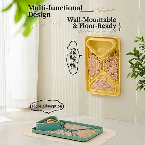 Multi-Functional Silicone Cat Slow Feeder Mat With Suction Cup Anti-Slip Anti-Choking Pet Licking Pad For Wet Dry Food