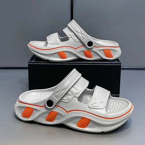 Herren Sommer Outdoor Sandalen und Hausschuhe Rutschfeste Dicke Sohle Atmungsaktive Strandschuhe Lässige Zweiwegezandalen Zum Fahren