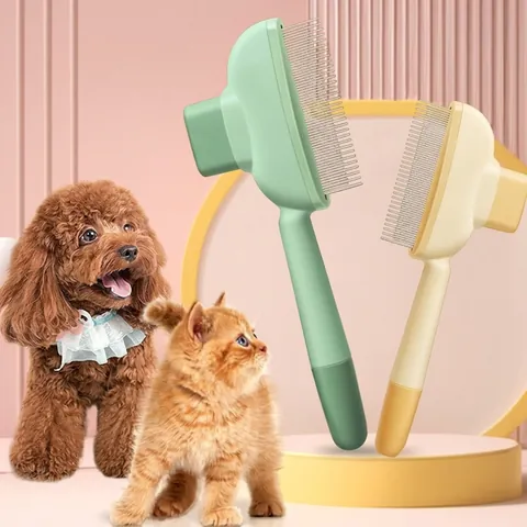 Professional Self Cleaning Pet Slicker Brush For Dogs And Cats Grooming Tool For Hair Removal And Massage PP Stainless Steel Comb