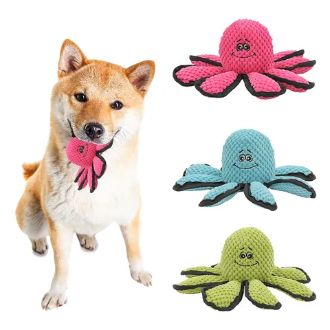 Octopus Squeaky Dog Toy Durable Pineapple Velvet Plush Molar Chew Toy For Boredom Relief Interactive Pet Toy For Small Medium Large Dogs