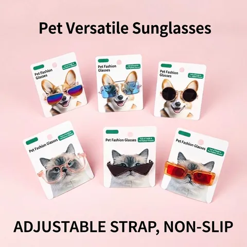 Pet Sunglasses For Cats Small Dogs Resin Metal Frame Fashion Cat Glasses With Adjustable Strap Cool Pet Photo Props