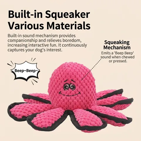 Octopus Squeaky Dog Toy Durable Pineapple Velvet Plush Molar Chew Toy For Boredom Relief Interactive Pet Toy For Small Medium Large Dogs
