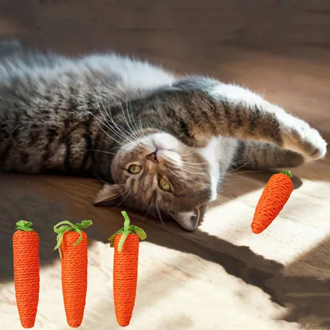 Carrot Shape Cat Toy Braided Paper Rope Kitten Teasing Toy For Dental Cleaning Bite Resistant Pet Supplies Interactive Play