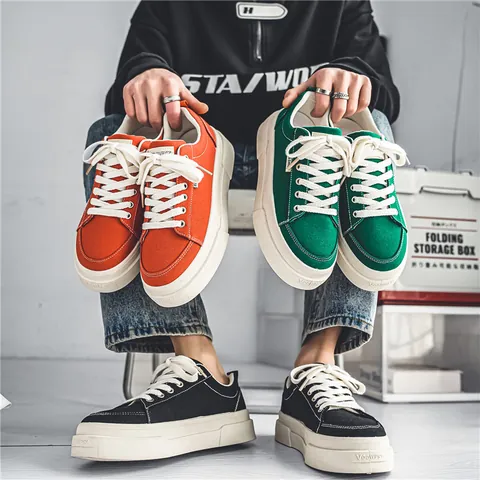 2024 Japanese Harajuku Style Thick Sole Canvas Sneakers For Men And Women Breathable Outdoor Casual Board Shoes Low Top Sneakers