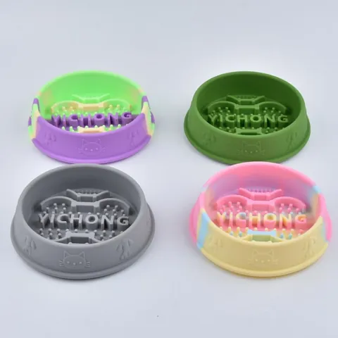 Cuenco de Alimentación Lenta de Silicona para Mascotas Con Base de Ventosa Plato Anti-Asfixia para Perros Y Gatos Silicona Antideslizante
