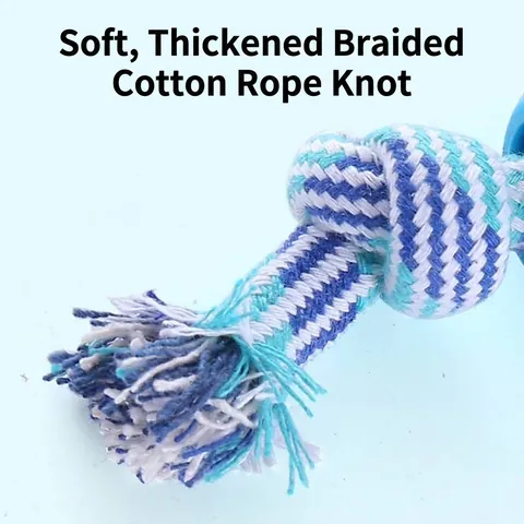 Durable Pet Dog Cotton Rope TPR Double Knot Ball Toy Molar Teeth Cleaning Interactive Braided Chew Toy For Indoor Outdoor Play