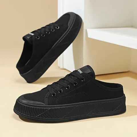 Designer Women's Casual Canvas Mule Sneakers Thick Sole Breathable Mesh Slip-On Shoes Harajuku Style Platform Athletic Footwear